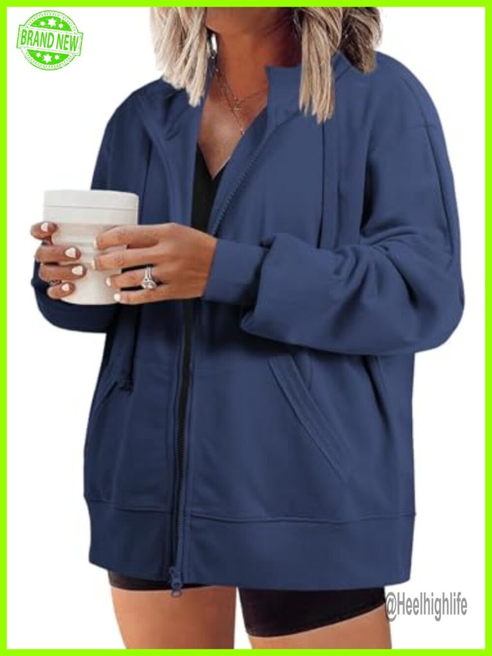 Plus Size Zip Up Hoodie Oversized Long Sleeve Sweatshirt